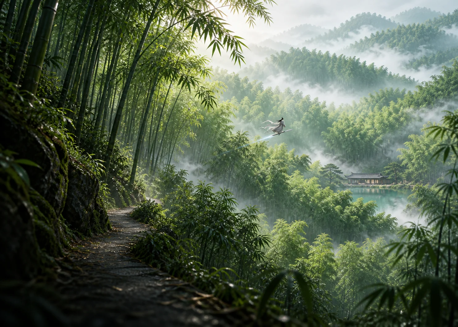 以木坑竹海为灵感的御剑入竹海仙侠场景