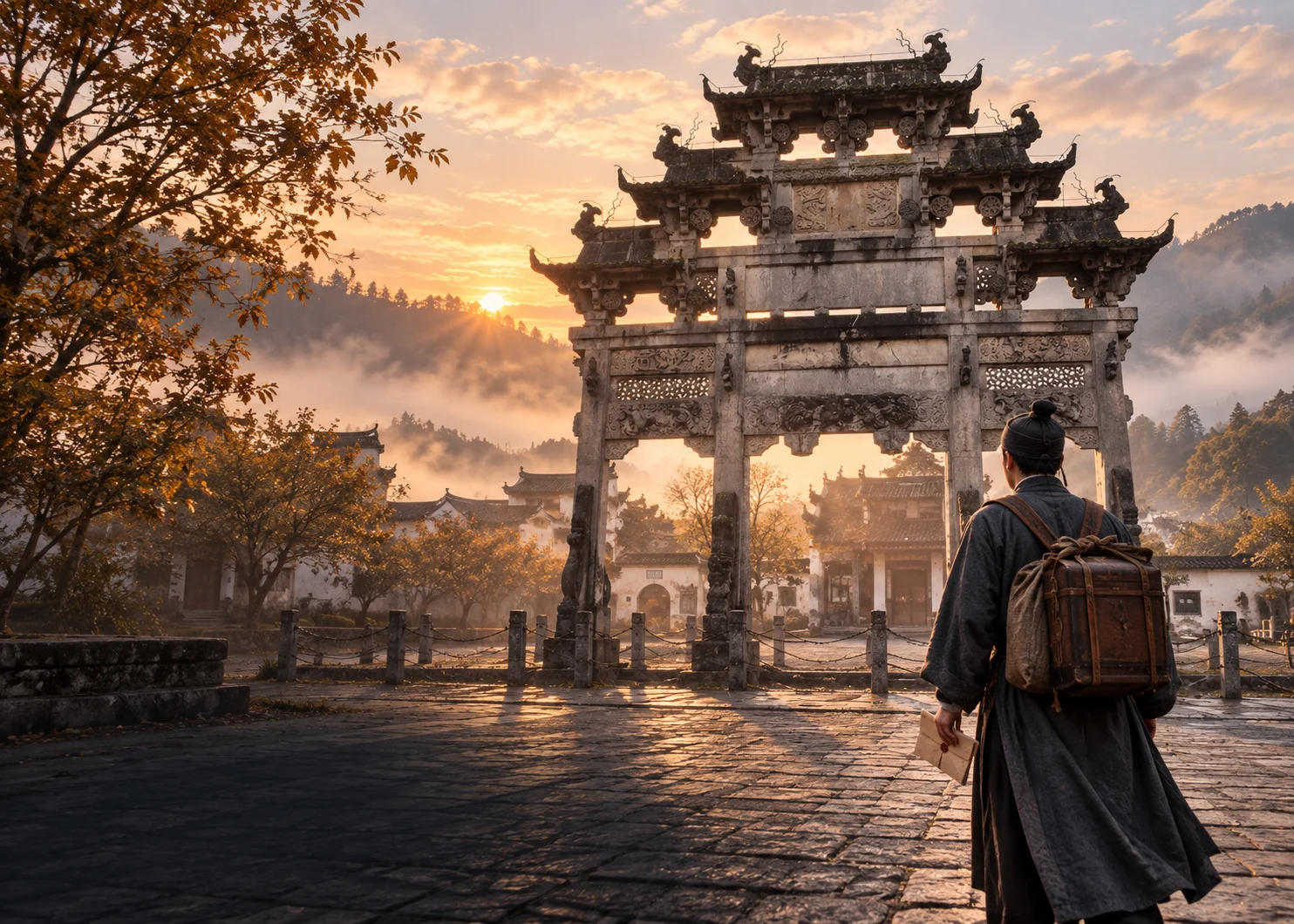 旅人走向西递牌坊，开启更多黟县故事